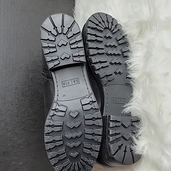 SALVIA Cable Sheep Nappa Black Ankle Buckle Booties Size 11.5 - Picture 6 of 13